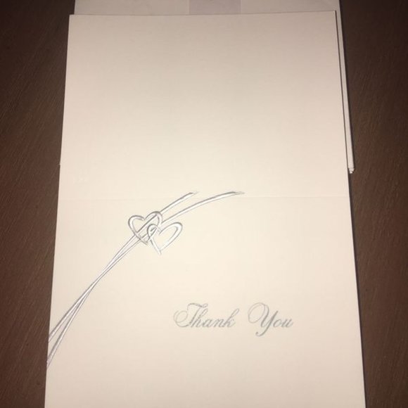 Silver Two Hearts Blank Thank You Cards - Picture 1 of 1